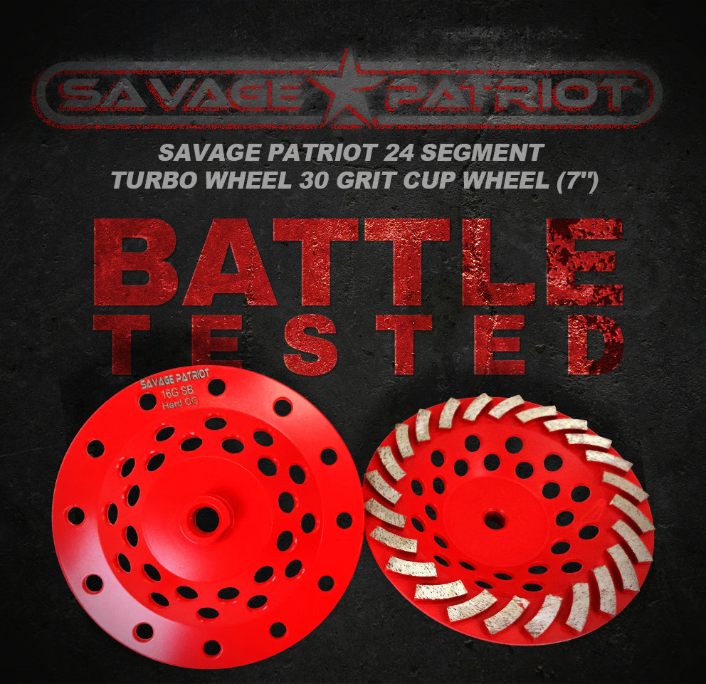 Savage Patriot 24 Segment Turbo Wheel 30 Grit Cup Wheel (7")