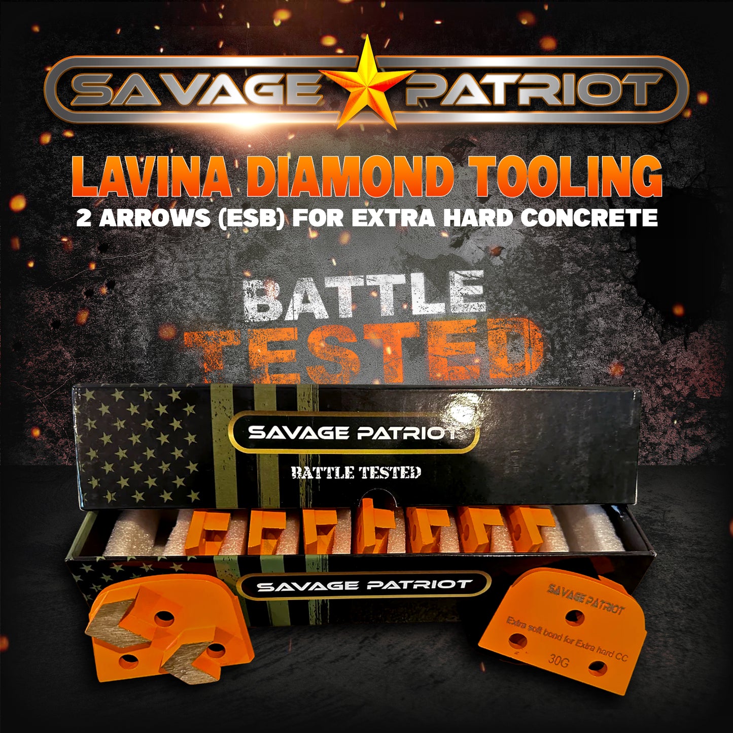 Lavina Diamond Tooling (SAVAGE PATRIOT- Pro Series) 2 Arrows (ESB) for Extra Hard Concrete