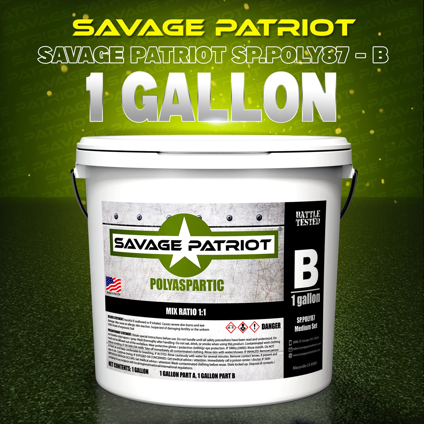 Savage Patriot SP.POLY87 (1:1 Polyaspartic Topcoat) Medium Set 2 Gallon Kits