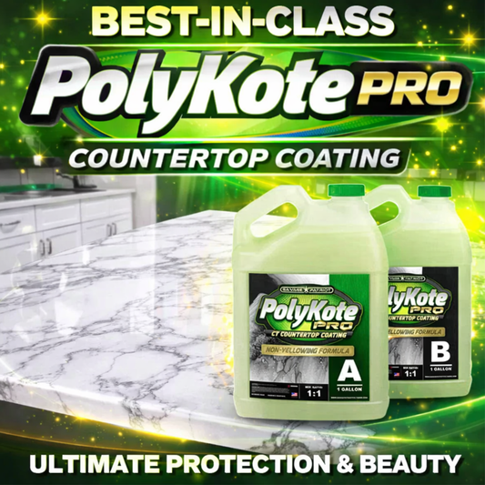 POLYKOTE PRO™- NON Yellowing Countertop Coating (2 Gallon Kit) 30-35 Min. WORKING TIME /FASTER CURE TIME