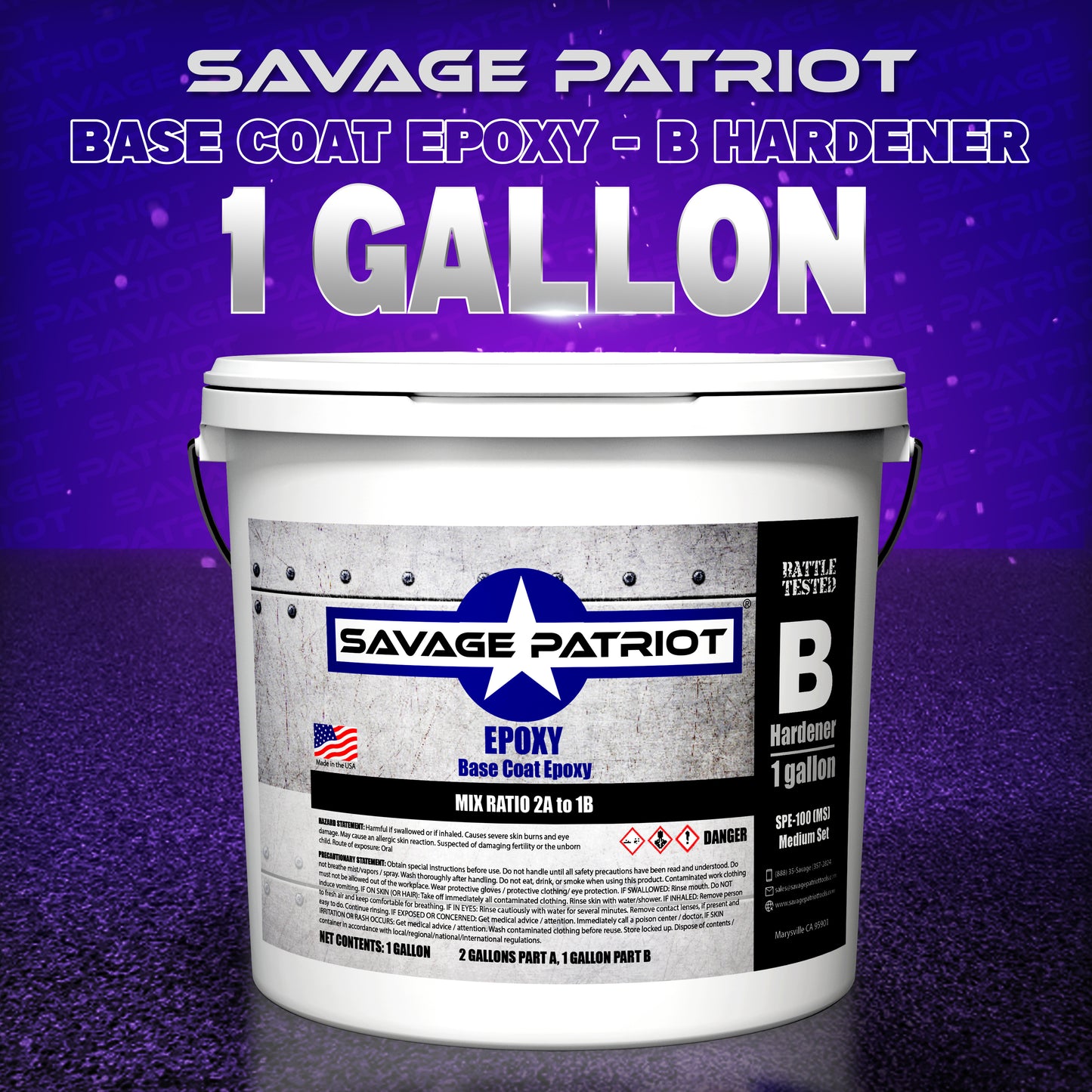 Savage Patriot SPE.100 (2:1 Base Coat Clear Epoxy) 3 Gallon Kits Great for Flake or Broadcast Systems