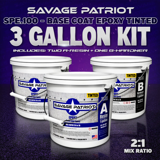 SP-Polymers SPE.100 (2:1 Base Coat TINTED Epoxy) 3 Gallon Kits Great for Flake or Broadcast Systems
