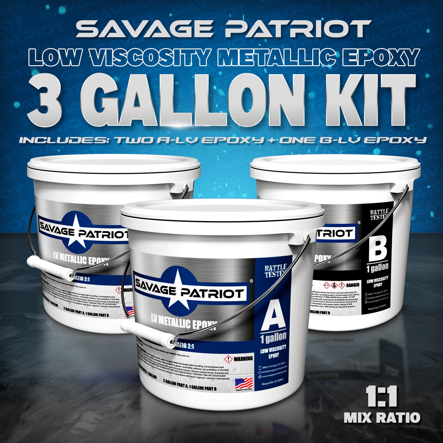 Low Viscosity Metallic Epoxy - 3 Gallon Kits