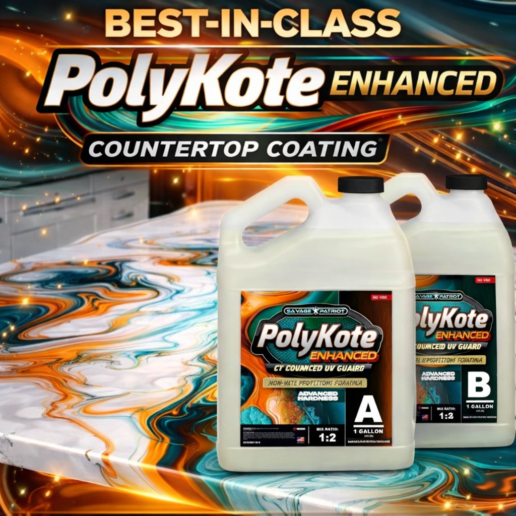 POLYKOTE Enhanced™- No Odor- Non Yellowing Countertop resin (1.5 Gallon Kit) 30-35 min. Working Time. Thicker like epoxy