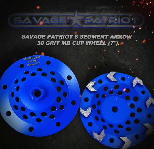 Savage Patriot 8 Segment Arrow 30 Grit MB Cup Wheel (7")