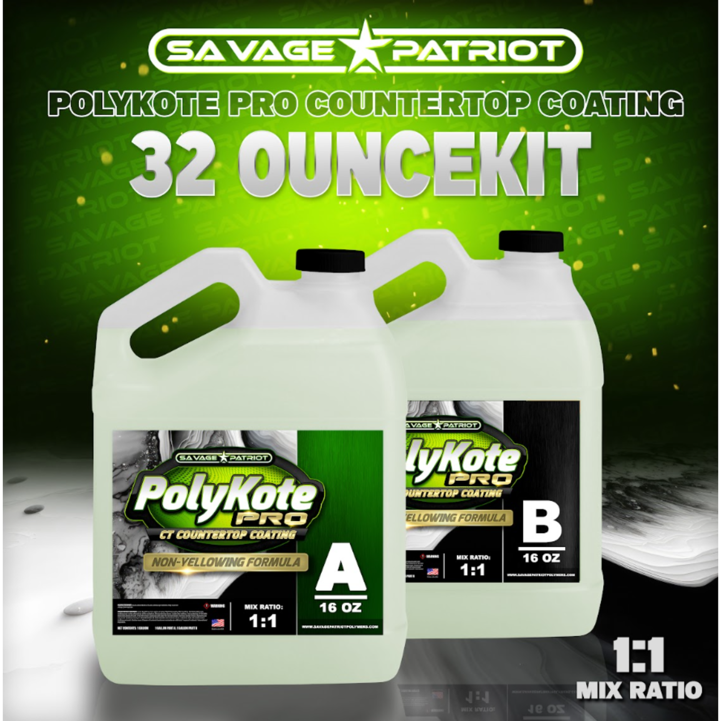 POLYKOTE PRO™- NON Yellowing Countertop Coating 30-35 Min. WORKING TIME /FASTER CURE TIME